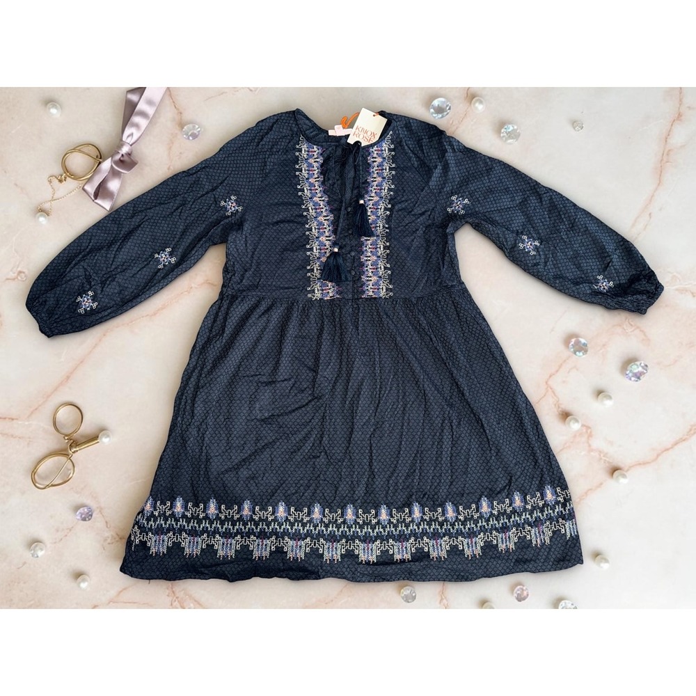 Knox Rose - Navy Boho Peasant Dress - Women's Size Medium - *NWT*
